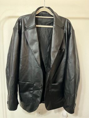 H&M Black Leather-Look Blazer Jacket